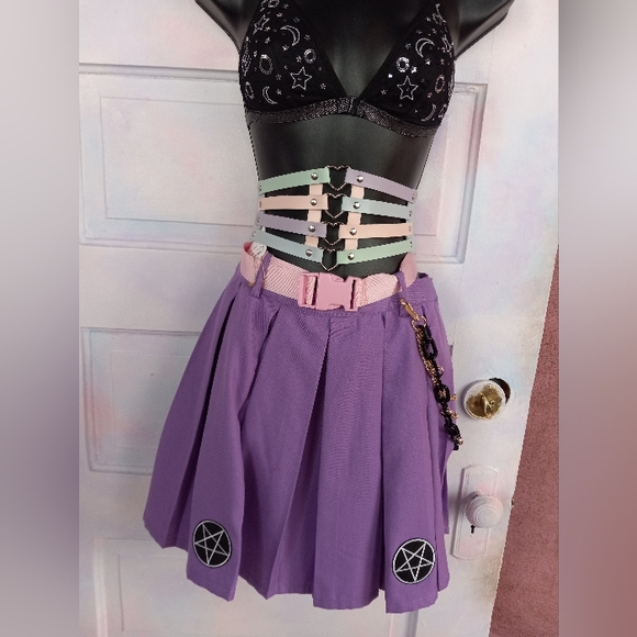 Pastel kawaii waist cincher/belt w silver metal hearts! Waist sizes 28-34 nwot! - Picture 6 of 11
